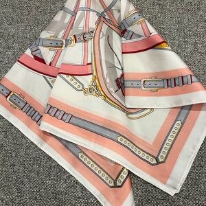 Scarf with Pink & Coral Equestrian Print